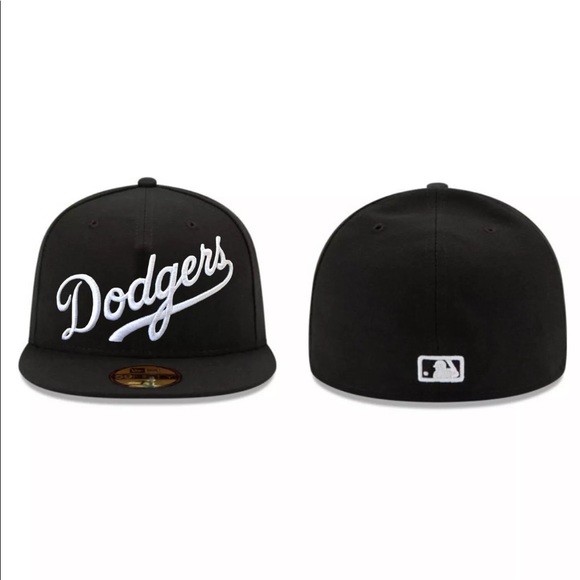 New Era - Los Angeles Dodgers 59Fifty Script Logo Fitted Cap - Black - MLB - Picture 1 of 4